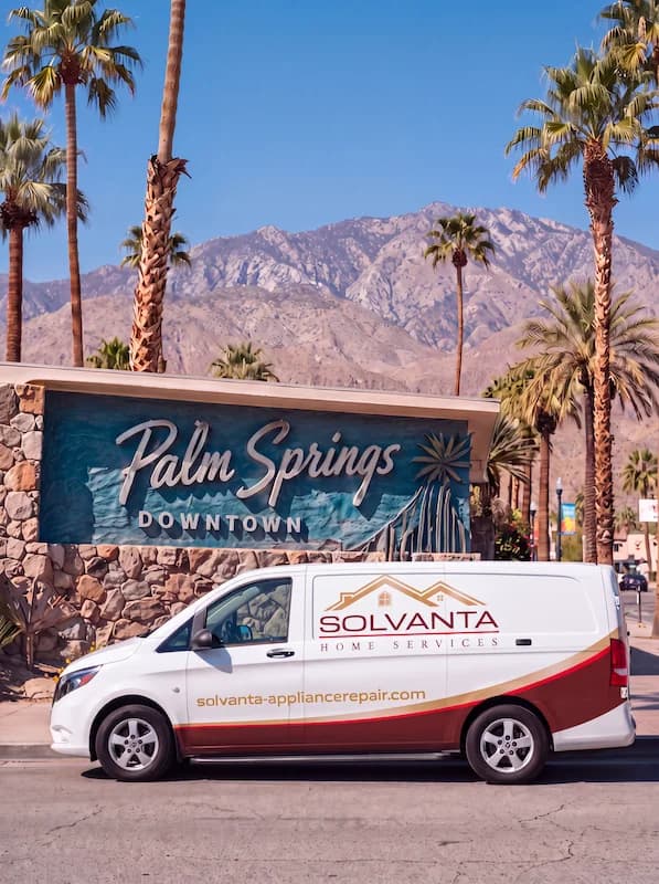 Solvanta Home Services branded service van in Palm Springs